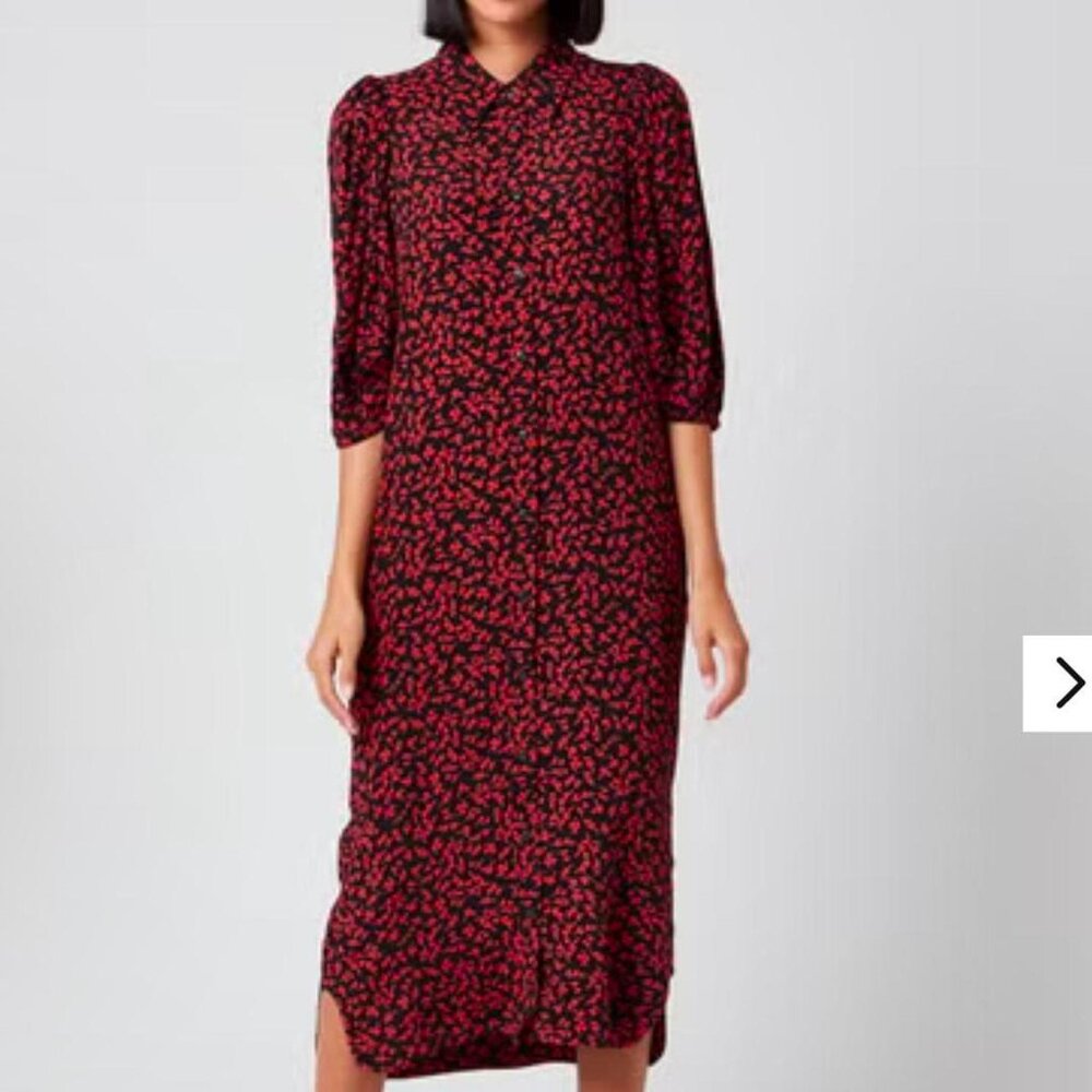 Ganni Dark Whimsy Goth floral button down Leaf Print -‎ Size 36/US 4